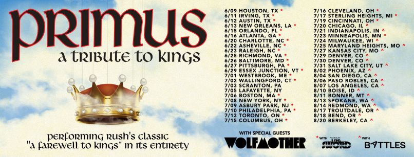 Primus Tour 2021 Rush Primus Reschedule Rush Tribute Tour pour 2021