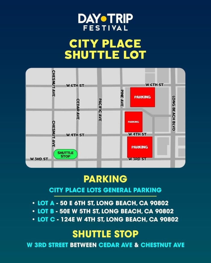 Informations officielles sur le parking et la navette du Day Trip Festival.