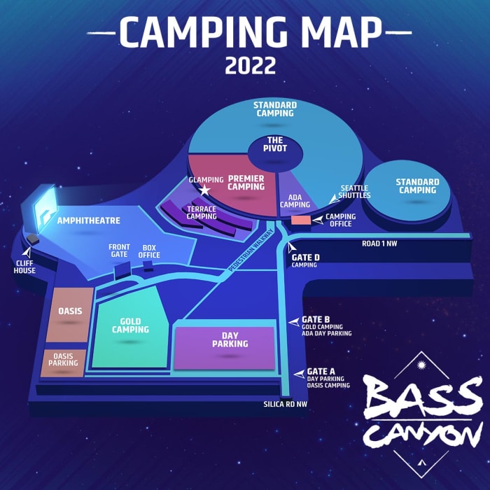 Carte du camping Bass Canyon 2022.