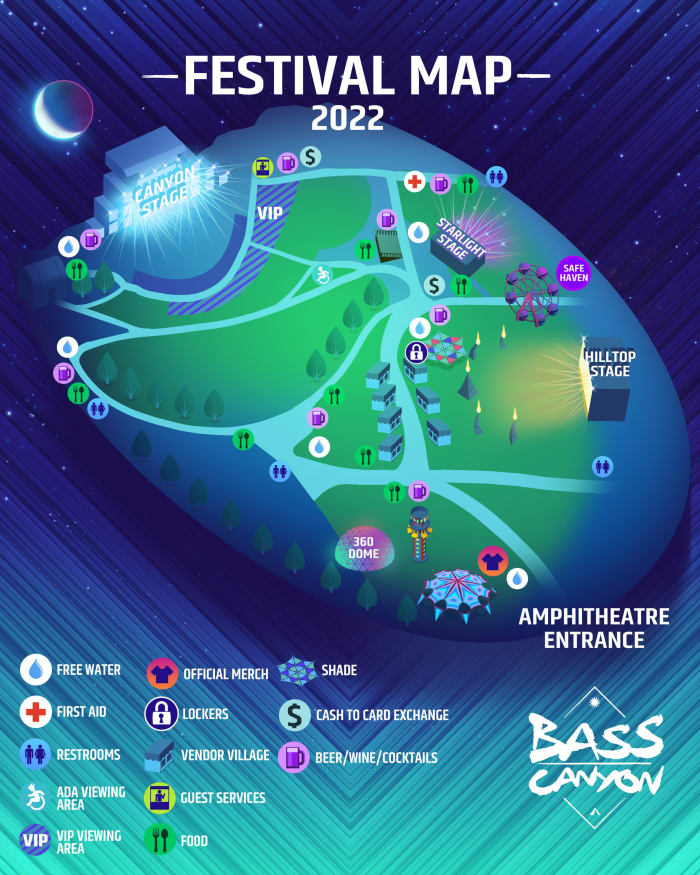 Carte du festival Bass Canyon 2022.