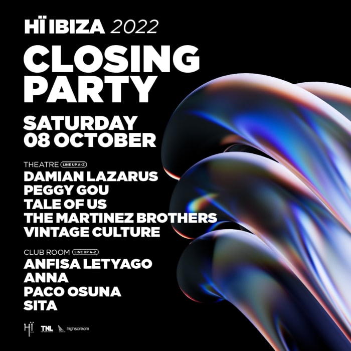 Programmation pour la soirée de clôture de Hï Ibiza 2022.