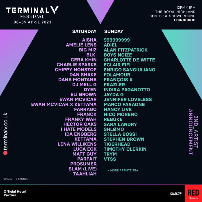 La programmation du Terminal V 2023 comprend Charlotte de Witte, Amelie Lens, Boys Noize, I Hate Models, Franky Wah et bien d'autres.