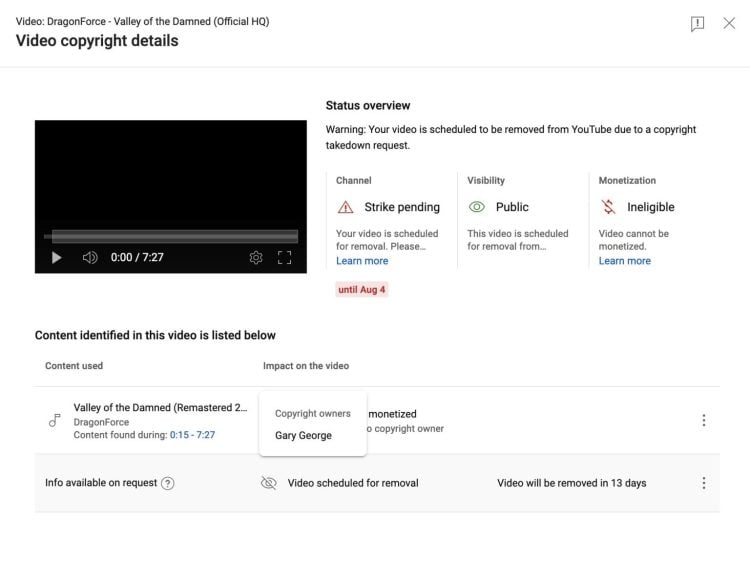 La fausse grève des droits d'auteur contre DRAGONFORCE est un rappel du système cassé de YouTube