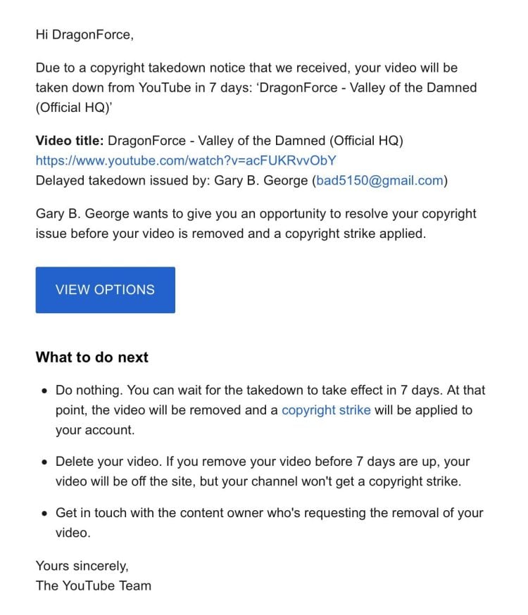 La fausse grève des droits d'auteur contre DRAGONFORCE est un rappel du système cassé de YouTube