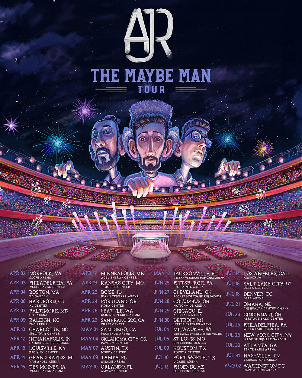affiche des dates de tournée de l'ajr 2024, billets pour The Maybe Man