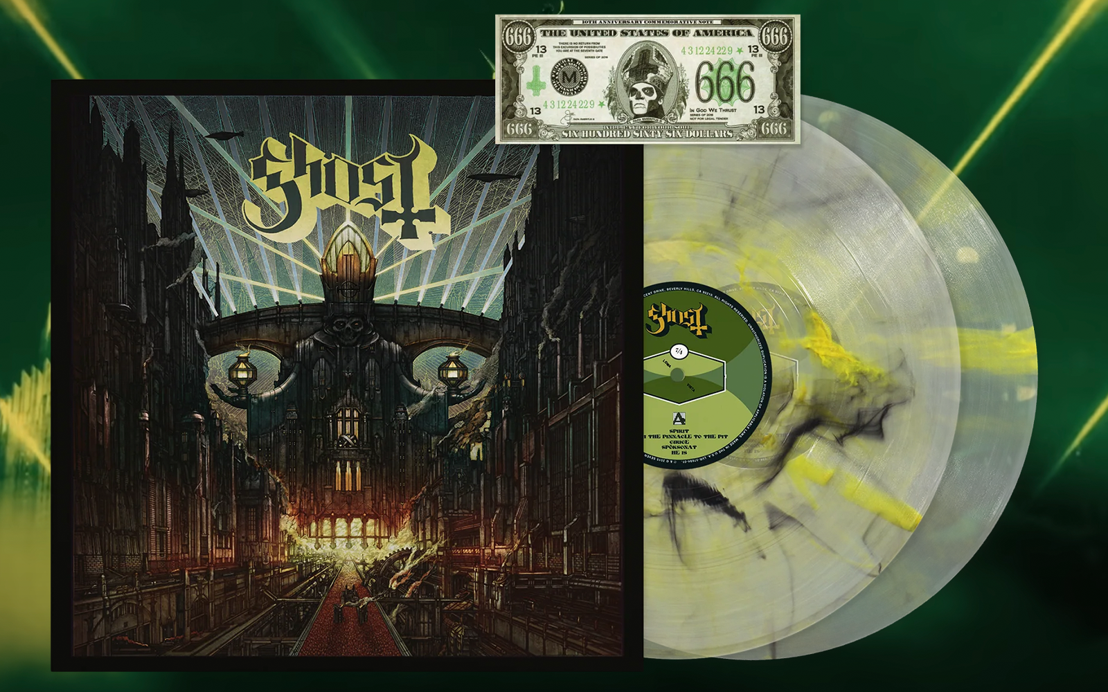 A photo of the Meliora 10th anniversary vinyl from Ghost.