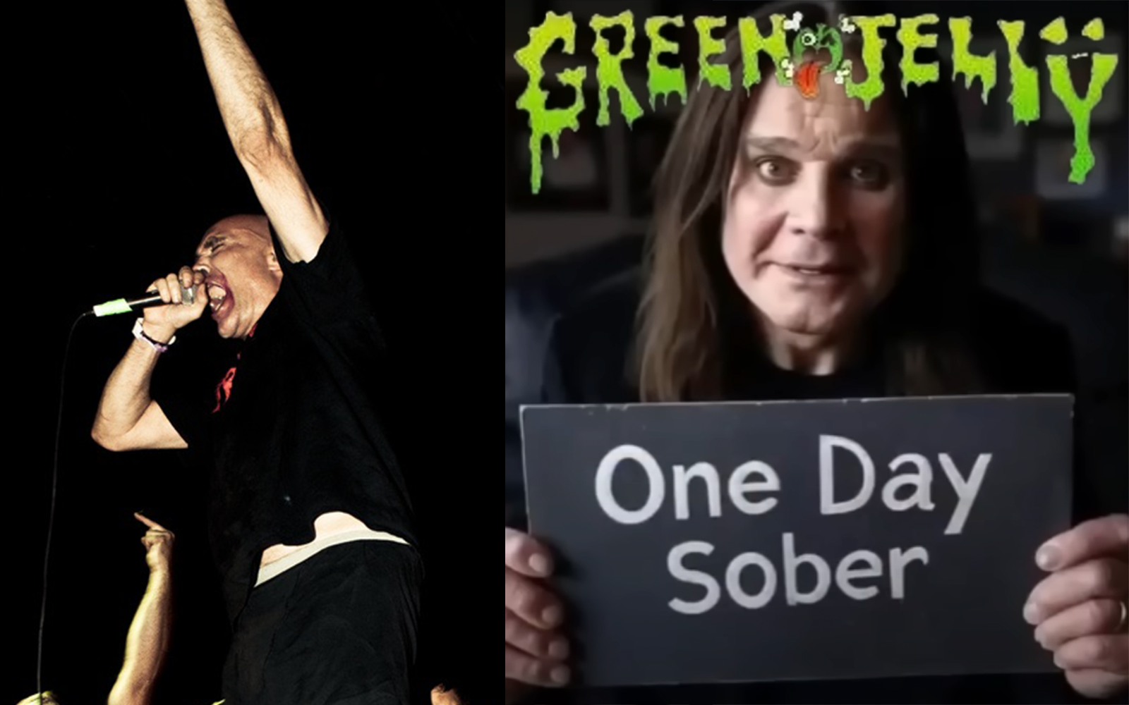 A photo of the band Green Jelly and a distasteful meme of Ozzy Osbourne
