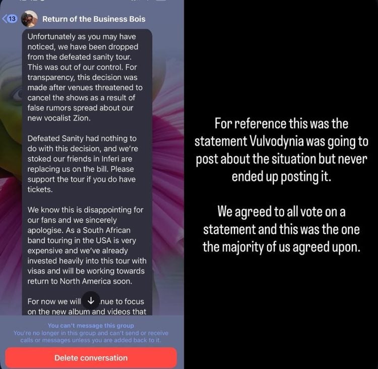 ZION BITTENBENDER affirme que VULVODYNIA pense que les allégations d'agression portées contre lui étaient fausses et qu'il a quand même été licencié