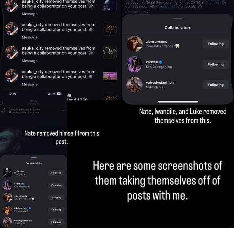 ZION BITTENBENDER affirme que VULVODYNIA pense que les allégations d'agression portées contre lui étaient fausses et qu'il a quand même été licencié