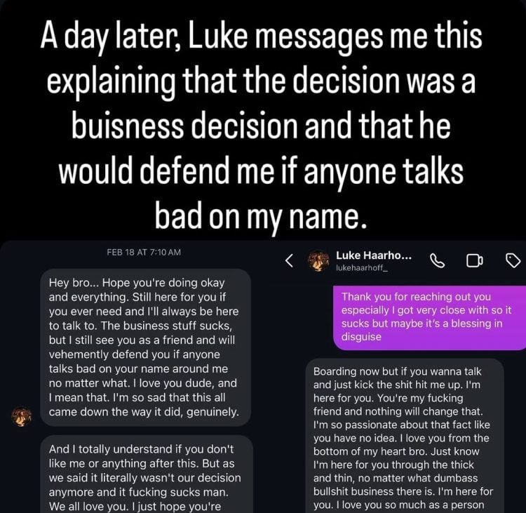 ZION BITTENBENDER affirme que VULVODYNIA pense que les allégations d'agression portées contre lui étaient fausses et qu'il a quand même été licencié