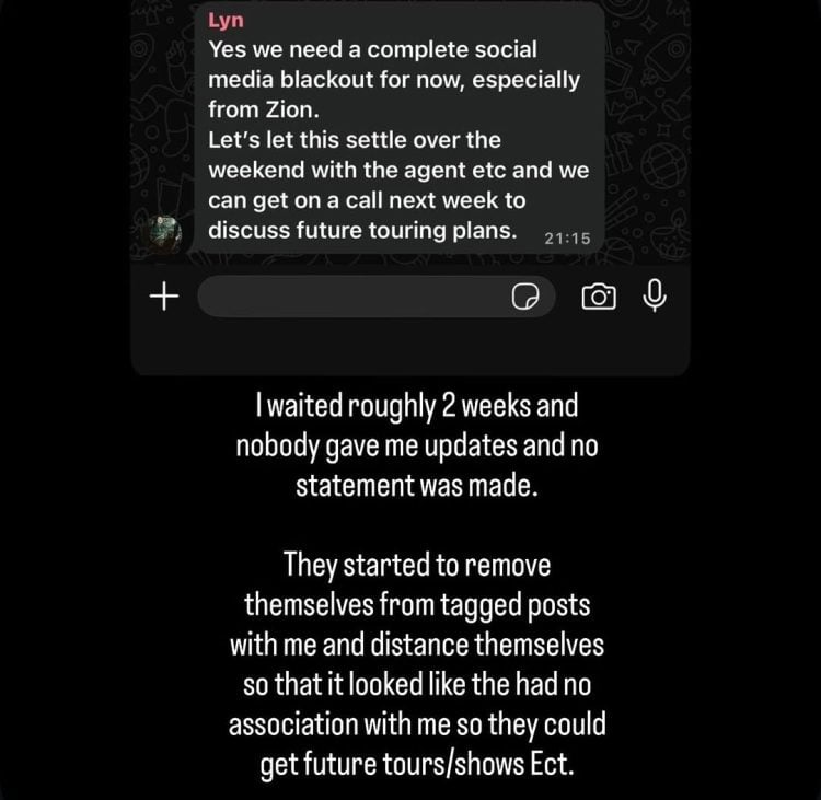 ZION BITTENBENDER affirme que VULVODYNIA pense que les allégations d'agression portées contre lui étaient fausses et qu'il a quand même été licencié