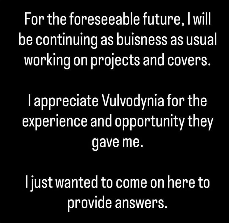 ZION BITTENBENDER affirme que VULVODYNIA pense que les allégations d'agression portées contre lui étaient fausses et qu'il a quand même été licencié