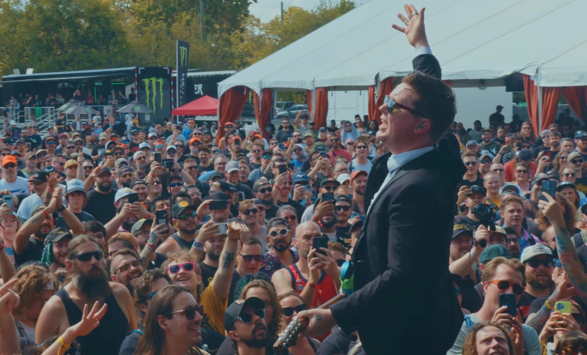 '68 band performing live on stage with Josh Scogin passionately singing into microphone