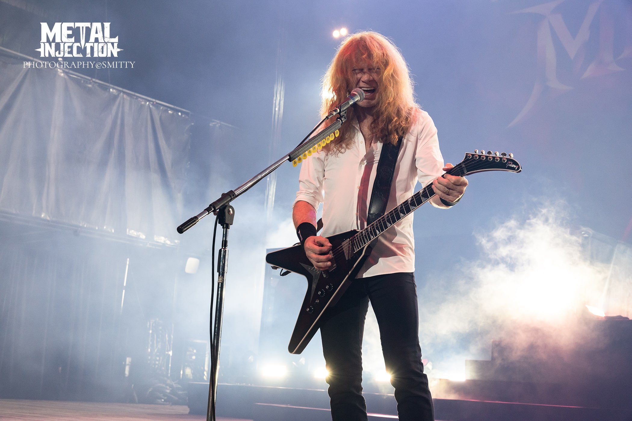 Dave Mustaine performing live on stage with Megadeth.