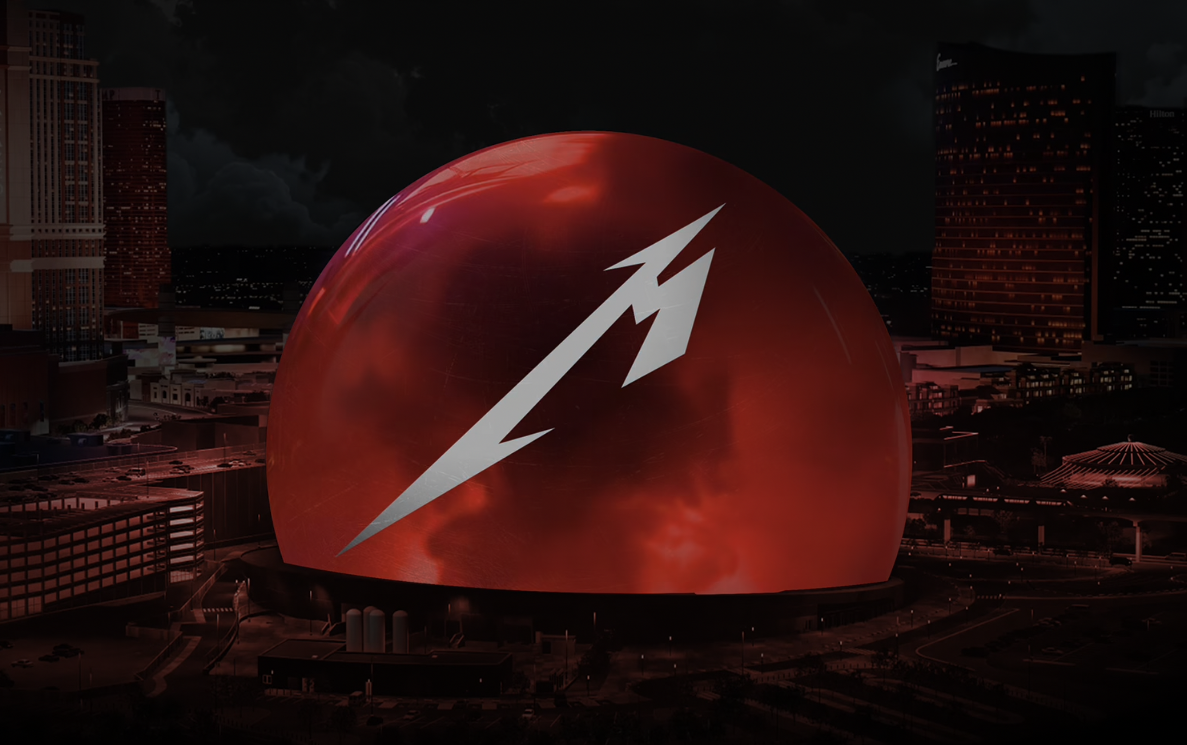 Metallica logo illuminated on the Las Vegas Sphere exterior ahead of the band’s 2026 Las Vegas residency announcement