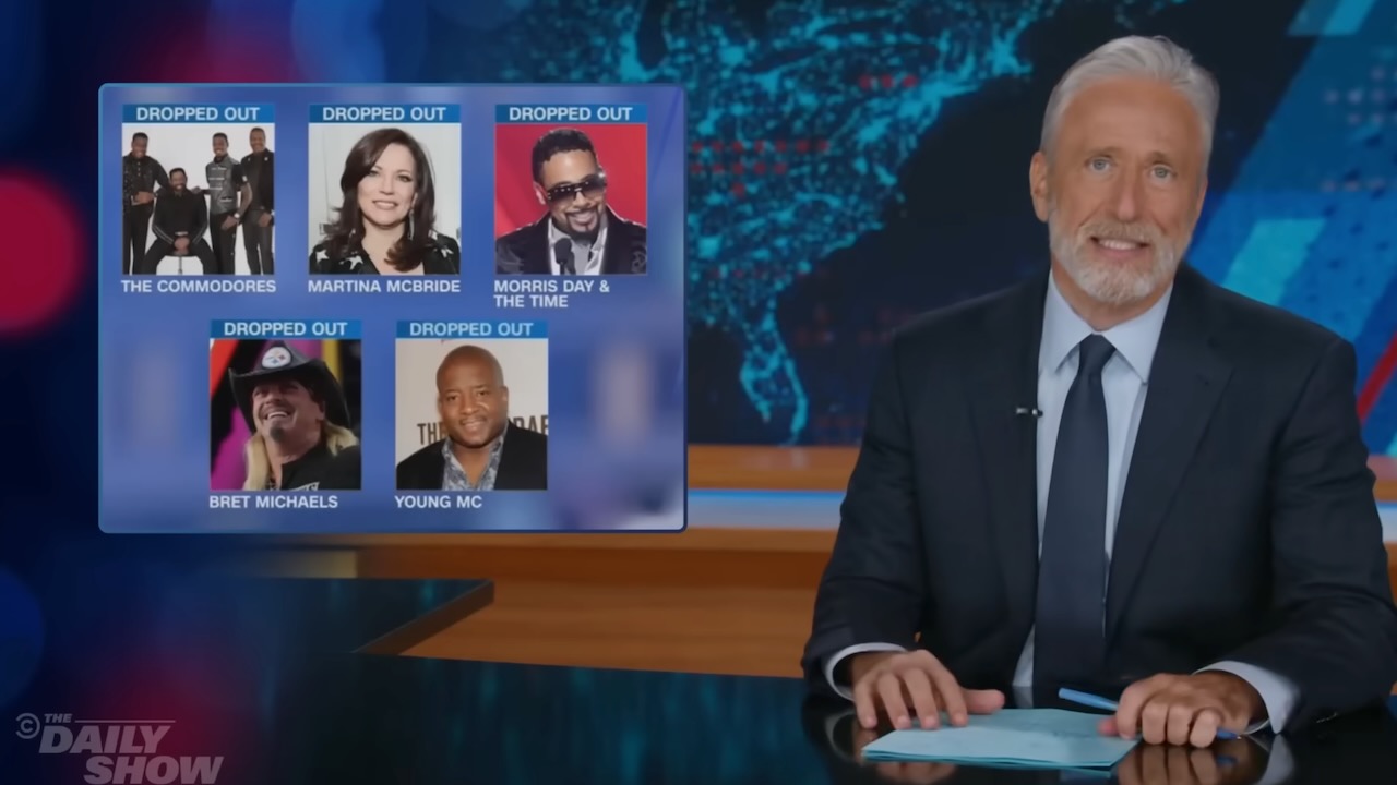 Jon Stewart s'en prend à la Great American State Fair de Trump et à Jeff Epstein Connection
